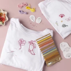 DIY Kit Broderi, t-shirt, vit, 1 förp.
