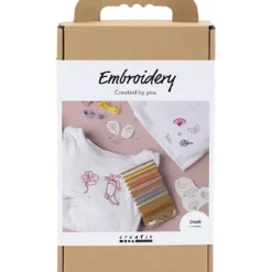 DIY Kit Broderi, t-shirt, vit, 1 förp.