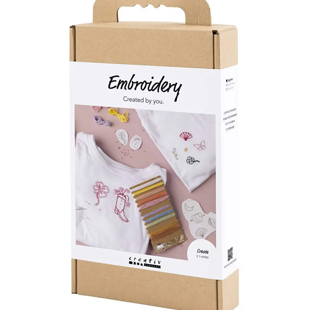 DIY Kit Broderi, t-shirt, vit, 1 förp.