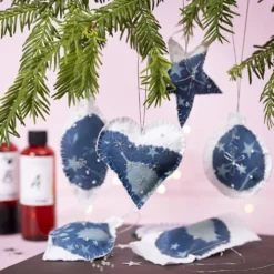 DIY Kit Cyanotypi, Julpynt, blå, silver, 1 förp.