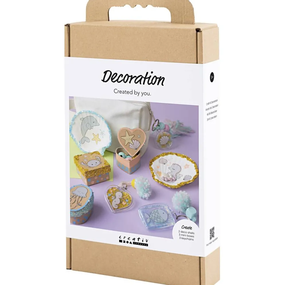 DIY Kit Dekoration, Lådor, skal, nyckelringar, pastellfärger, 1 förp.