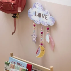 DIY Kit Dekoration, Moln, måne, stjärna, glitter färger, pastellfärger, 1 förp.