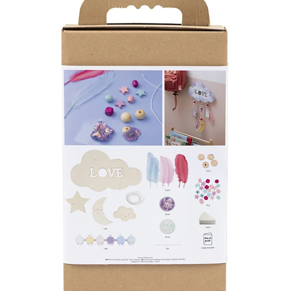 DIY Kit Dekoration, Moln, måne, stjärna, glitter färger, pastellfärger, 1 förp.