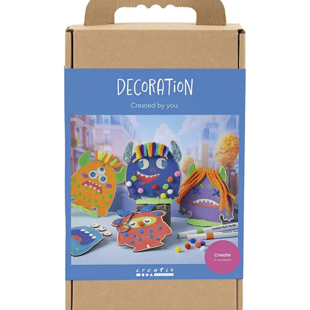 DIY Kit Dekoration, Monster, colorful, glada färger, starka färger, 1 förp.