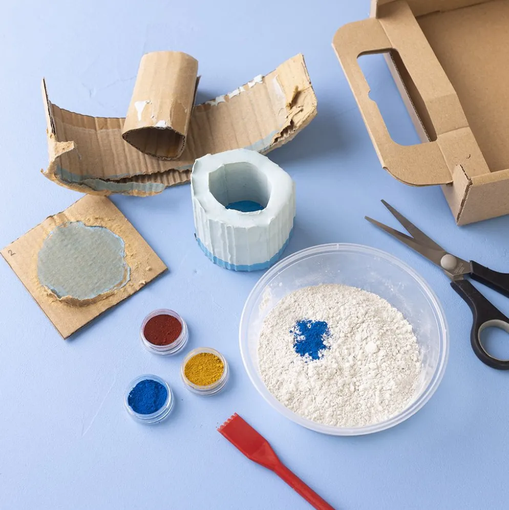 DIY Kit Gjutning, Behållare, blå, röd, ljusgul, 1 förp.