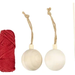 DIY Kit Julgranskulor, Makramé, julröd, 1 förp.