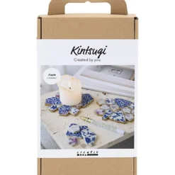 DIY Kit Kintsugi, Underlägg, blå, guld, ljusröd, vit, 1 förp.