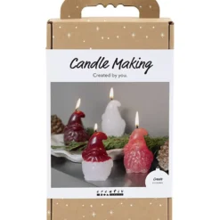 DIY Kit Ljusstöpning, Jultomte, matt transparenta, röd, 1 förp.