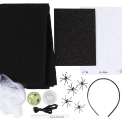 DIY Kit Läskig Kostym, Fladdermusmantel och pannband, svart, svart, 1 förp.