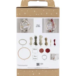 DIY Kit Makramé, Julkrans, mossgrön, julröd, råvit, 1 förp.