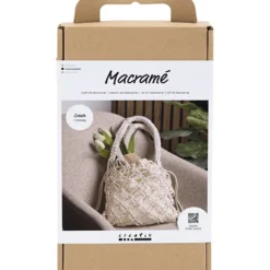 DIY Kit Makramé, Väska, vit, 1 förp.