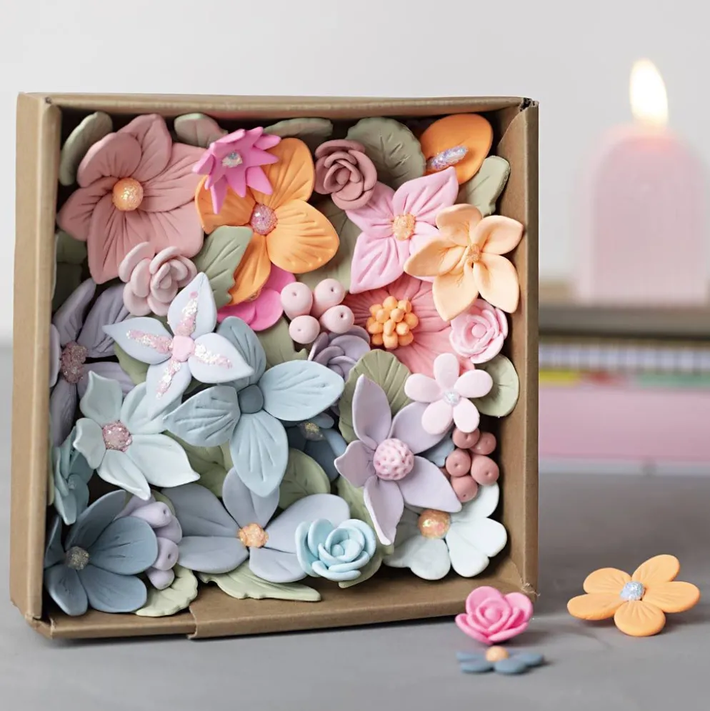 DIY Kit Modellera, Blommor, pastellfärger, 1 förp.