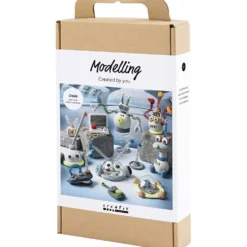 DIY Kit Modellera, Robot, blå, grå, röd, försilvrad, 1 förp.