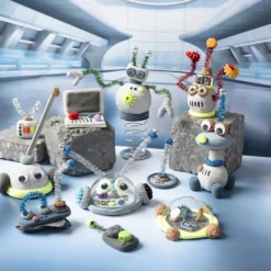 DIY Kit Modellera, Robot, blå, grå, röd, försilvrad, 1 förp.