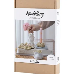 DIY Kit Modellera, Vaser och ljushållare, beige, elfenben, råvit, 1 förp.