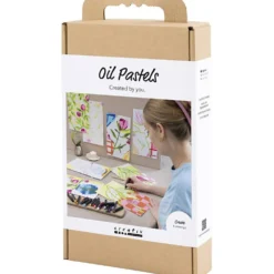 DIY Kit Oljepastell, Blommor, mixade färger, 1 förp.