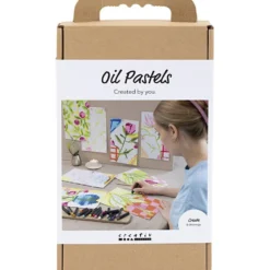 DIY Kit Oljepastell, Blommor, mixade färger, 1 förp.