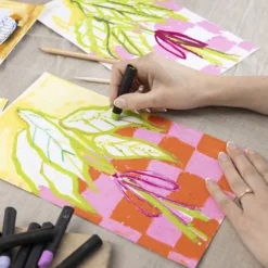 DIY Kit Oljepastell, Blommor, mixade färger, 1 förp.