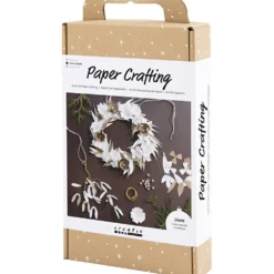 DIY Kit Pappersdekoration, Krans, vit, ljusnatur, 1 förp.