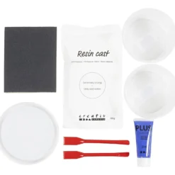 DIY Kit Resingjutning, Rund bricka med marmorering, blå, vit, 1 förp.