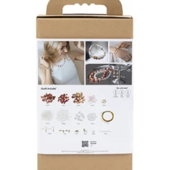 DIY Kit Smycken, beige, bränd orange, vit, pärlemor, 1 förp.