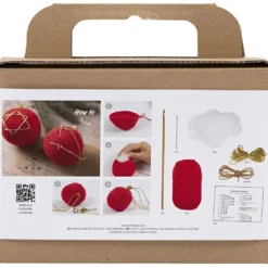 DIY Kit Virkning, Julgranskulor, röd, 1 förp.