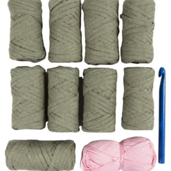 DIY Kit Virkning, Kraftig väska, olivgrön, 1 förp.