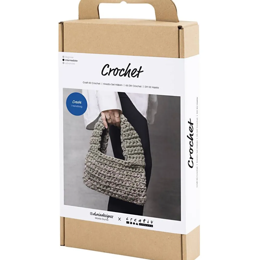 DIY Kit Virkning, Kraftig väska, olivgrön, 1 förp.
