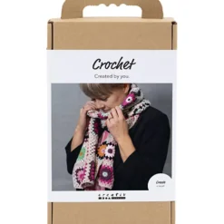 DIY Kit Virkning, Scarf, cream, varmfärger, 1 förp.