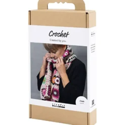 DIY Kit Virkning, Scarf, cream, varmfärger, 1 förp.