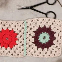 DIY Kit Virkning, Väska, colorful, cream, 1 förp.