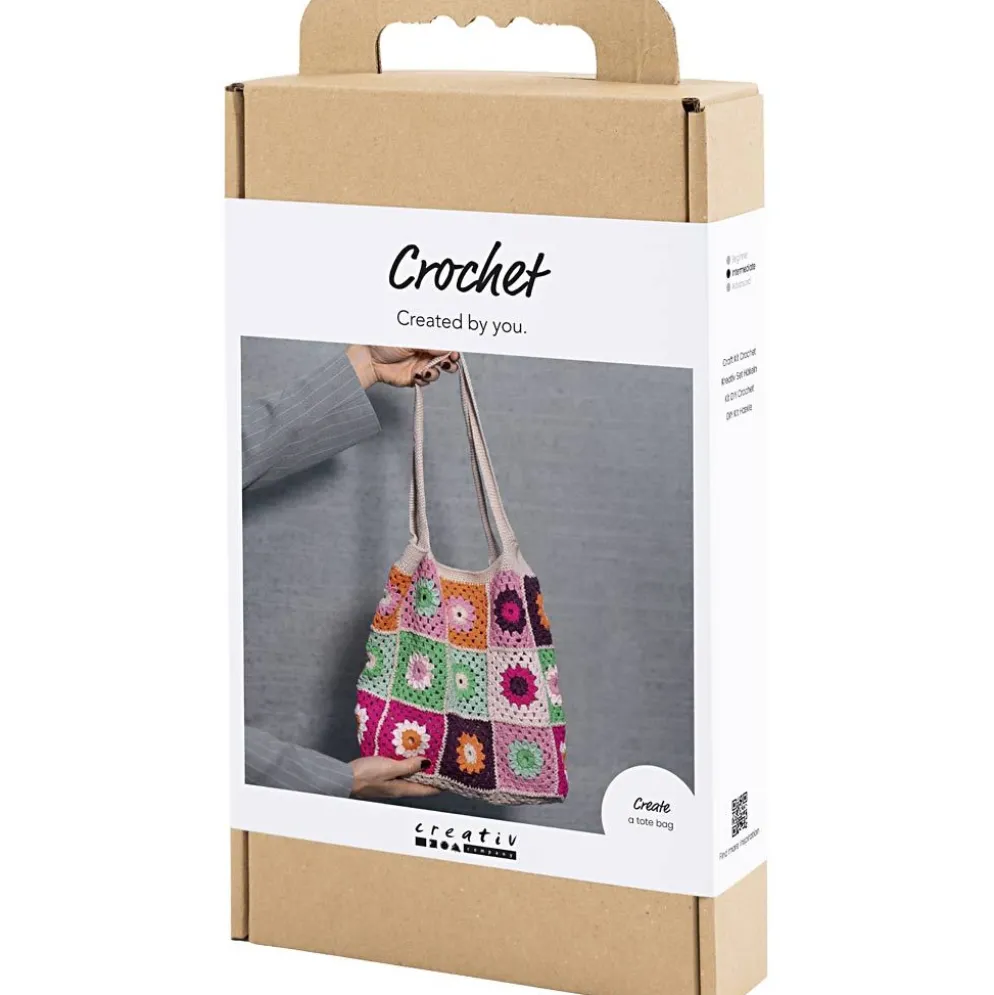DIY Kit Virkning, Väska, colorful, cream, 1 förp.