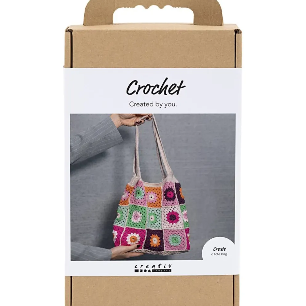 DIY Kit Virkning, Väska, colorful, cream, 1 förp.