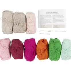 DIY Kit Virkning, Väska, colorful, cream, 1 förp.