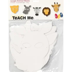 Djungelmasker, H: 22,5-25 cm, B: 20,5-22,5 cm, 230 g, vit, 16 st./ 1 förp.