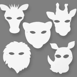 Djungelmasker, H: 22,5-25 cm, B: 20,5-22,5 cm, 230 g, vit, 16 st./ 1 förp.