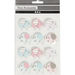 3D Stickers, elefanter, H: 25 mm, B: 31 mm, tjocklek 7 mm, 12 st./ 1 förp.