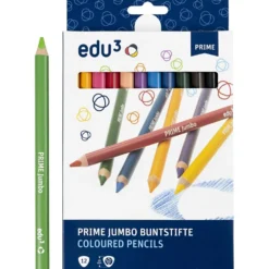 edu Kraftiga Färgblyertspennor, tjocklek 10 mm, kärna 6,25 mm, mixade färger, 12 st./ 1 förp.