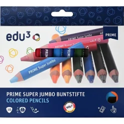 edu 3 PRIME Super Jumbo färgpennor, Dia. 15 mm, kärna 10 mm, mixade färger, 10 st./ 1 förp.