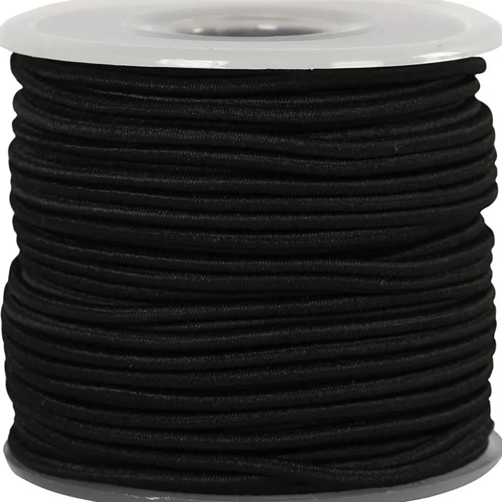 Elastisk smyckestråd, tjocklek 2 mm, svart, 25 m/ 1 rl.