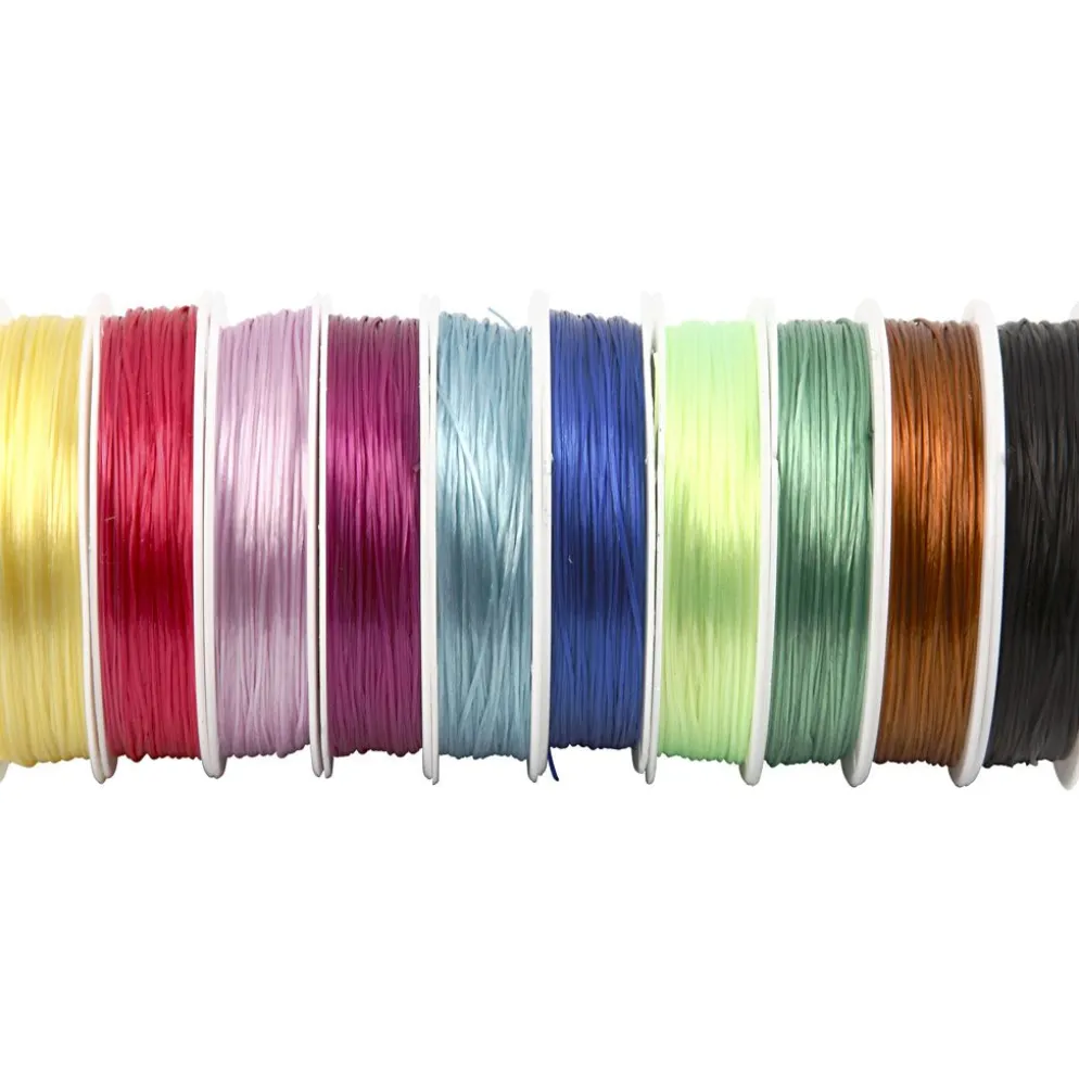 Elastisk smyckestråd, tjocklek 1 mm, mixade färger, 250 m, 10x25 m/ 1 förp.