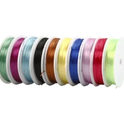 Elastisk smyckestråd, tjocklek 1 mm, mixade färger, 250 m, 10x25 m/ 1 förp.