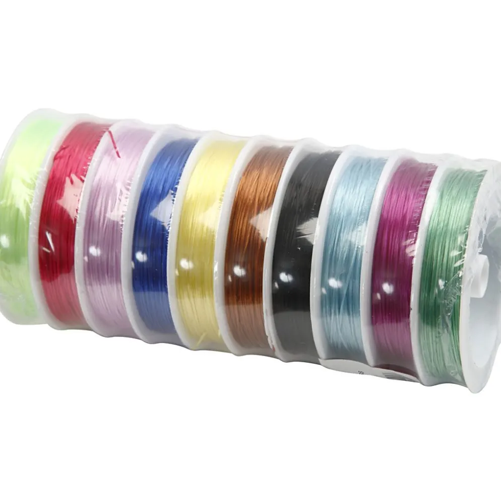 Elastisk smyckestråd, tjocklek 1 mm, mixade färger, 250 m, 10x25 m/ 1 förp.