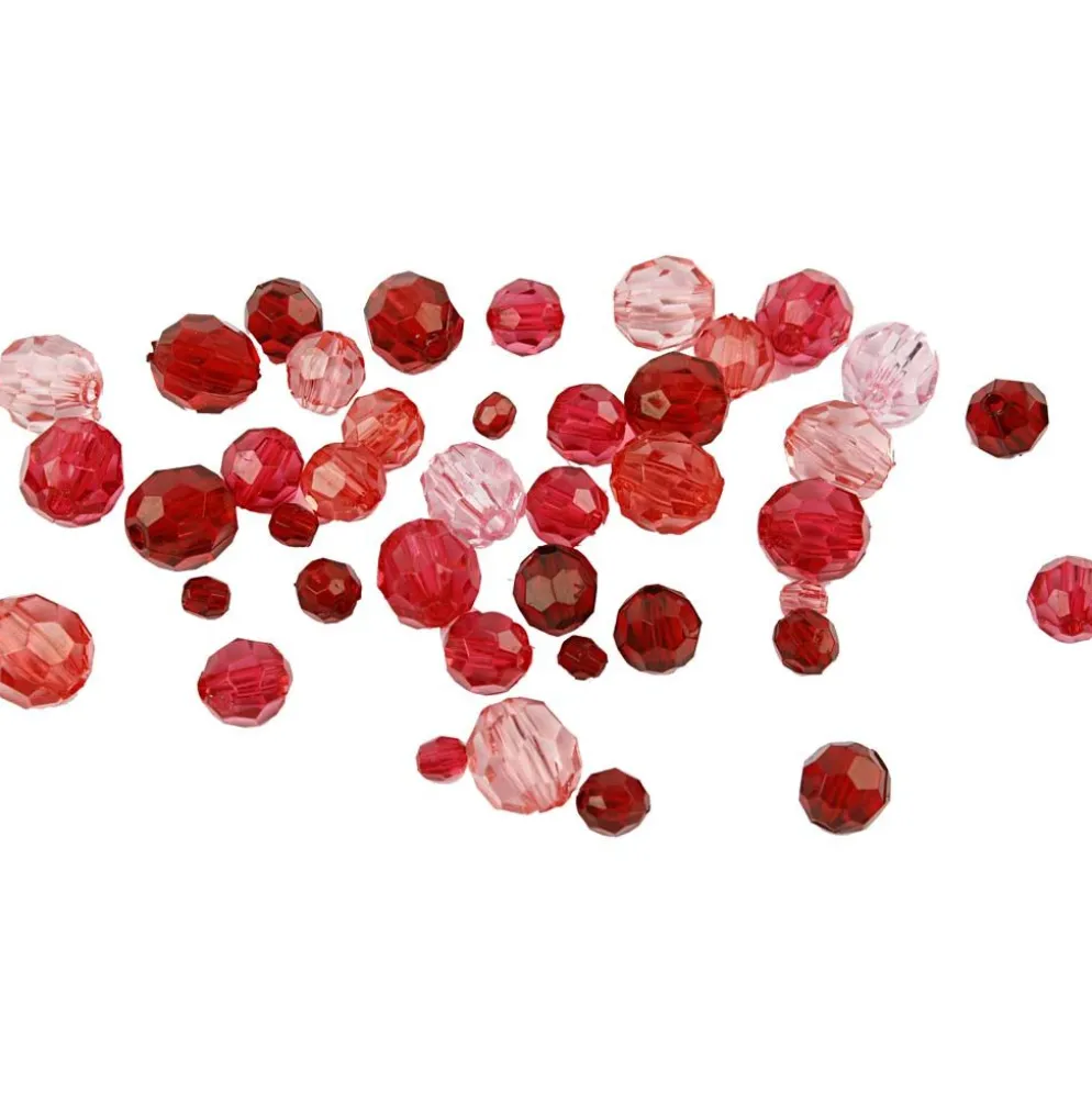 Facettpärlor, stl. 4-12 mm, Hålstl. 1-2,5 mm, ca. 860 st., röd harmoni , 250 g/ 1 förp.
