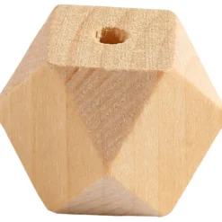 Facettslipade träpärlor, B: 20 mm, Hålstl. 3 mm, 6 st./ 1 förp.