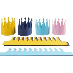 Födelsedagskronor, H: 18 cm, L: 66 cm, B: 18 cm, 300 g, mixade färger, 45 st./ 1 förp.