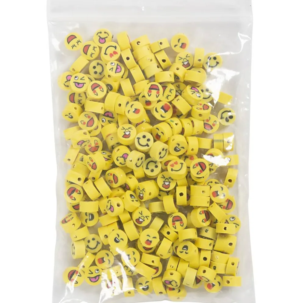 Figurpärlor, Emoji, Dia. 10 mm, Hålstl. 1,5 mm, 200 st./ 1 förp.