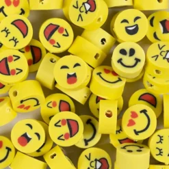 Figurpärlor, Emoji, Dia. 10 mm, Hålstl. 1,5 mm, 60 st./ 1 förp.