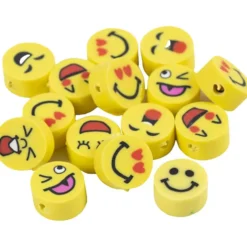 Figurpärlor, Emoji, Dia. 10 mm, Hålstl. 1,5 mm, 60 st./ 1 förp.
