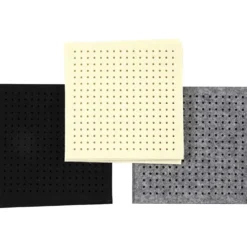 Filt med hål, stl. 20x20 cm, tjocklek 3 mm, svart, grå, råvit, 3x4 ark/ 1 förp.